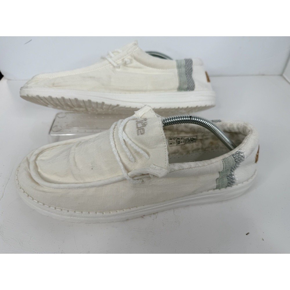 HEYDUDE Wally Linen‎ Slip On Shoes Natural White Men's 12 EU 45 Casual